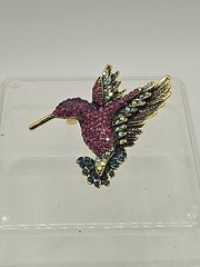 Multi-Colored Rhinestone Humingbird Brooch Unbranded