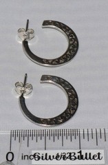 Vintage Sterling Silver Oxidized Scrolled 3/4 Hoop Earrings