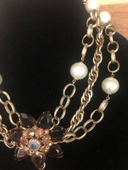 Vintage Juliana Rhinestone & Cameo Statement Necklace-Repurposed & One of a Kind