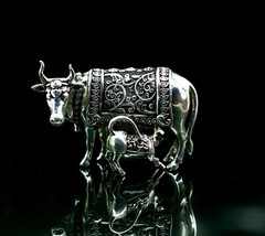 925 sterling silver baby krishna makkhan Gopala kamdhenu cow figurine su229