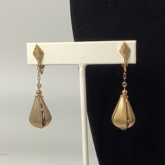 Teardrop Bolero Style Earrings VTG Clip On Dangle Drop 2.25″