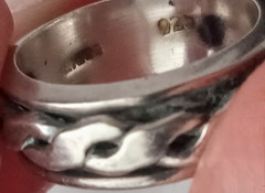 Vintage MEXICO Sterling Silver Rope Twist Black Oxidized Spinner Band Ring 6.25