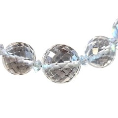 Vtg Art Deco Rock Crystal Quartz Faceted Bead 28″ Necklace Sterling Chain