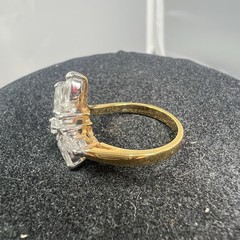 Vintage 18K GE RG Rhinestone Cluster Cocktail Ring Size 8