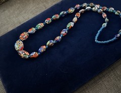 Vintage Murano Millefiori GraduatedGlass Bead Necklace Italian Art Glass 26” FAB