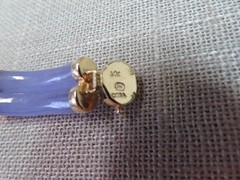 7″ HN 14k Yellow Gold Lavender Jade Double Row Bangle Bracelet