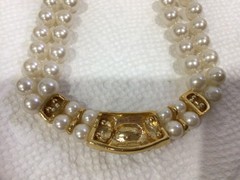 Vintage Marvella Necklace Faux Pearl and Rhinestone Necklace