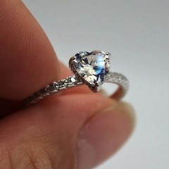 Moissanite Heart Engagement Ring Gemstone Hidden Halo CZ Sterling Silver 6 NWT