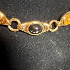 Francesca Romana FR Gold Tone Link Necklace Black & Honey Cabochons 15.5″