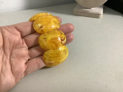 Vintage Art Deco faux egg yolk amber lucite bracelet large link stretch beauty