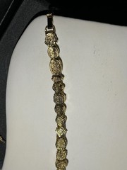 Vintage Victorian Revival Metal Tone Multi Gem Slide Bracelet Sz 7