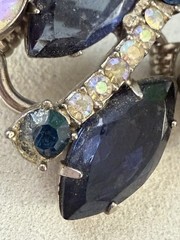Vintage JULIANA D&E 5 Link Bracelet Navy Blue Rhinestone AB Crystal Book Piece!