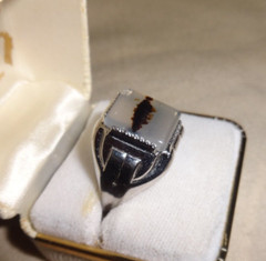 Vintage Sterling Silver Moss Agate Ring Sz 11