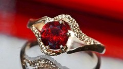 14k yellow gold ring 1.00ct Bohemian garnet sz 6 solitaire vintage 2.40g N3159