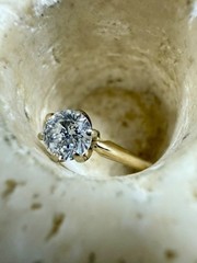 Ladies ESTATE 14k Yellow White Gold NATURAL Solitaire Diamond Ring band