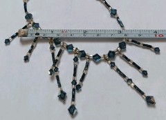 Vintage Handmade 17.5in Sterling Silver Blue Crystal Beaded Necklace 925 Tested