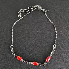 Vintage AVON Silver Plated Red Rhinestone Marquise Bracelet Gothic Victorian
