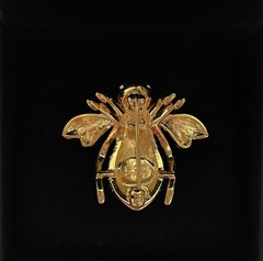 Vintage Joan Rivers Gold & Blue Topaz Bee Brooch Pin
