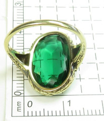 Antique French 1920’s Green Stone 13KY Ring Size 5.5 UK-K1/2 9.26Ct Art Deco