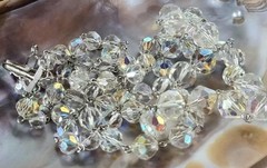 Vintage 1950s Aurora Borealis Crystal Double Strand Choker Necklace 39cm