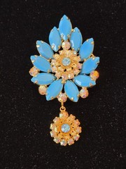 Juliana DE VTG Turquoise Marquise Pendant Necklace Clip Earrings Set READ Detail