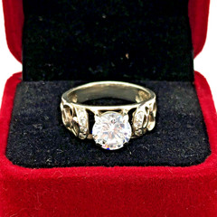 Vintage Elegant RING Silver 925 with Bright Stone -size: 8.75US (18.5mm)| UA #56