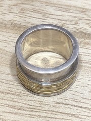 b45. 925 Sterling Vintage Spinner Meditation Fidget 13.9mm wide Band Ring 6.75-7