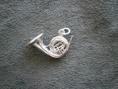 French Horn Vintage Sterling Silver Charm Pendant 2.3g