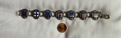 Vintage French Enamel Sterling Silver 925 Crests Flags Province Link Bracelet 7″