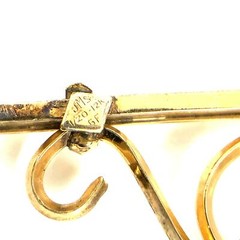 Vintage 12K Gold Filled JMS Rare Scrolled Flourish Ornate Brooch Pin
