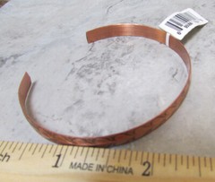 Copper bracelet cuff w/ hearts design, 2.25 inch wide as pictured