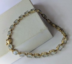 14k Gold Blue Topaz Tennis Bracelet Earrings Set Estate