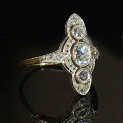Art Deco Antique 2.90Ct White Diamond Vintage Engagement Ring 14K Yellow Gold FN