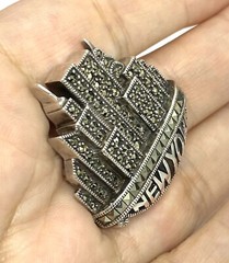 VTG Judith Jack J.J. Sterling Silver Markasite New York Skyscraper Pin Brooch17g