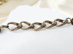 Vintage Gold Tone Chain Link Bead Necklace – Continuous, 32″