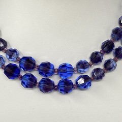 VTG Marvella Czech Glass Beaded Necklace Cobalt Blue Purple Coated Stunning 15″
