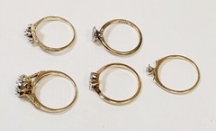 5 Vintage Brass Wedding Rings Salesman Samples No Stones Size 5.5 To 6.5