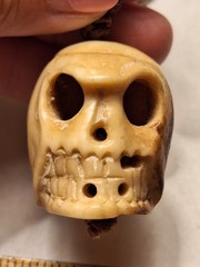 VINTAGE CLOISONNE BONE SKULL ASIAN LOVE KNOT PROTECTION TALISMAN AMULET NECKLACE