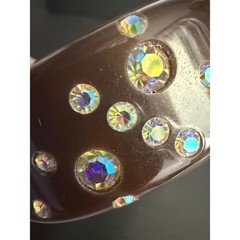Vintage Bangle Bracelet Rhinestone Acrylic Retro Brown