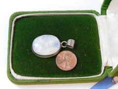 Sterling Silver Blue Moonstone Large Oval Pendant 20x24mm 9f 99
