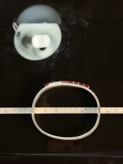Vtg Red Jasper Inlay Sterling Silver Modernist BOHO Chic Hinged Bangle Bracelet
