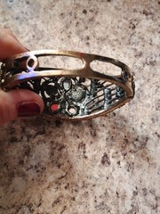 Vintage Unbranded Gunmetal With Red Ruby Looking Stone’s