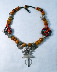 Morocco – Vintage Berber Necklace – Sahara Origin, Amber beads, Silver, Turquois