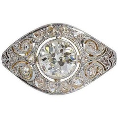 Art Deco Vintage 2.30 Ct White Diamond Wedding Ring 14K Yellow Gold Plated