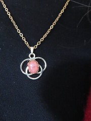 Vintage Old Stock Chain w/Vintage 1960’s Rose Quartz Open Work Slide