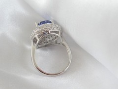 Sterling Silver 925 Simulated Tanzanite Large Ross Simons Ring Size 6