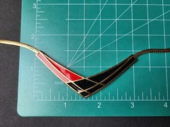 Vtg 1986 Avon Red & Black Enamel Chevron Choker Necklace Modernist Earrings Set