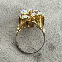 Vintage Cocktail Ring Gold Tone Polished Stone Size 8.5