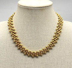 Vintage Popcorn Cluster Necklace Chunky Gold Tone Fancy Box Clasp 16.5″