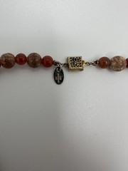 VNT Les Bernard Sterling Silver Jasper Carnelian Cloisonne Bird Necklace JB19